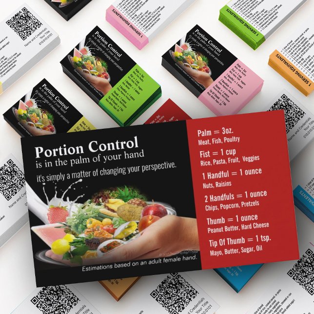 Cartões de visitas de controle de porções (Nutrition Mastery Business Cards in custom colors)
