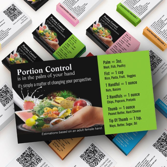 Cartões de visitas de controle de porções (Nutrition Mastery Business Cards in custom colors)