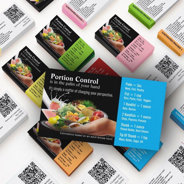 Cartões de visitas de controle de porções (Nutrition Mastery Business Cards in custom colors)