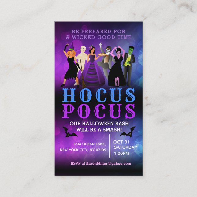 Cartões de visitas de Convites de Halloween (Frente)