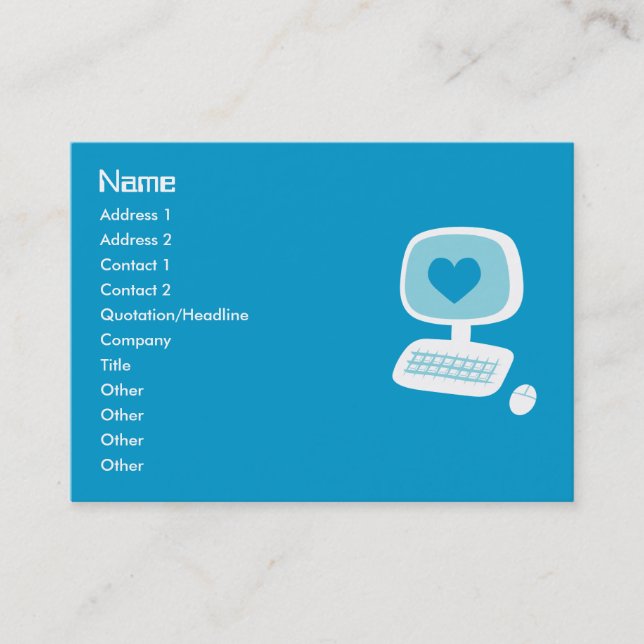Cartões de visitas de coração de computador (Frente)