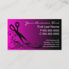 Cartões de visitas de corte de cabelo preto-e-rosa