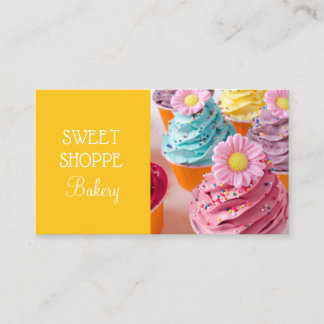 Cartões de visitas de cupcake Amarelo da padaria