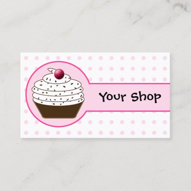 Cartões de visitas de cupcake cor-de-rosa (Frente)