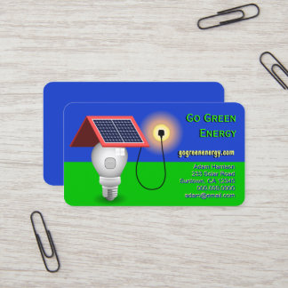 Cartões de visitas de energia solar verdes