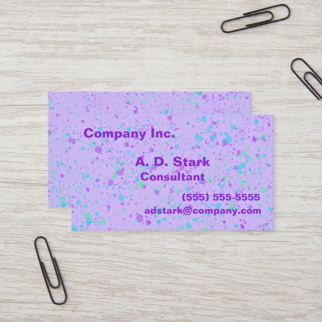 Cartões de visitas de espalhamento roxo claro (Frente/Verso In Situ)