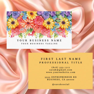 Cartões de visitas de Flores Coloridas Elegantes P