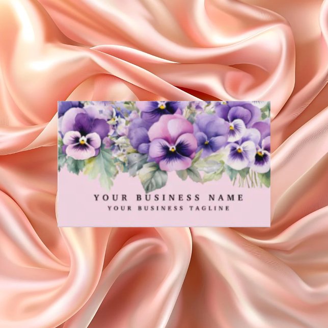 Cartões de visitas de Flores de Pansos Roxos Elega (Criador carregado)