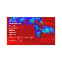 Cartões de visitas de folhas azuis do céu vermelho
