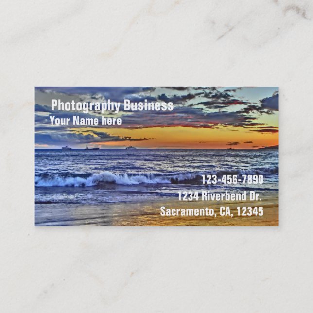 Cartões de visitas de fotografia personalizáveis e (Frente)