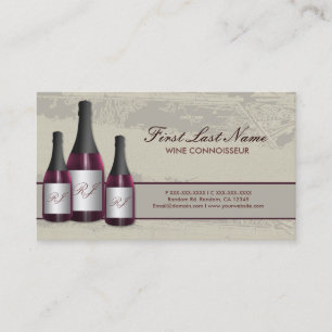 Cartões de visitas de garrafa de vinho tinto perso