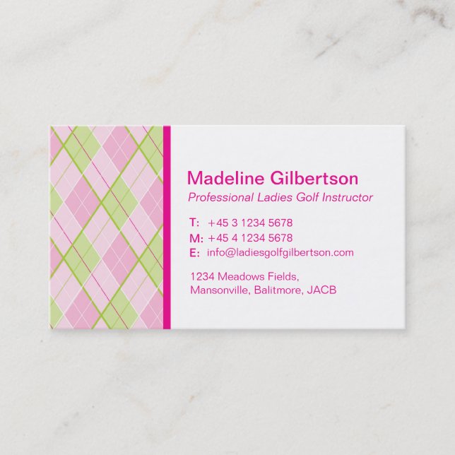 cartões de visitas de golfe de senhoras patenteada (Frente)