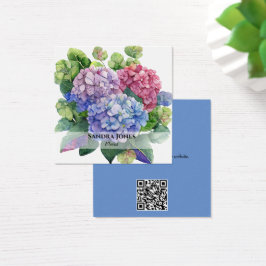 Cartões de visitas de Hydrangea de Aquarela