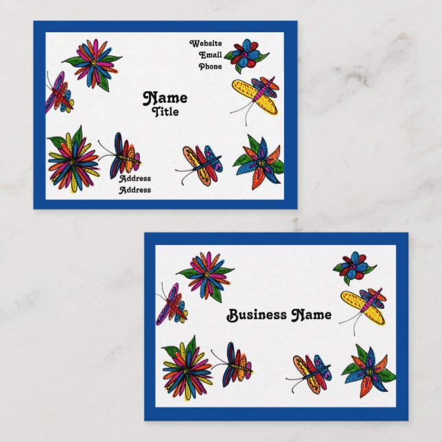 Cartões de visitas de jardim de borboletas (Frente/Verso)