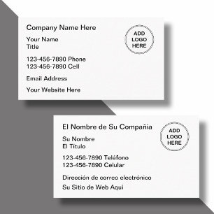 Cartões de visitas de logotipo bilíngue para esp