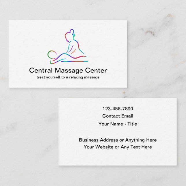 Cartões de visitas de Massagem Mínima Moderna (Frente/Verso)