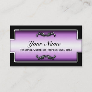 Cartões de visitas de metal preto, branco e roxo
