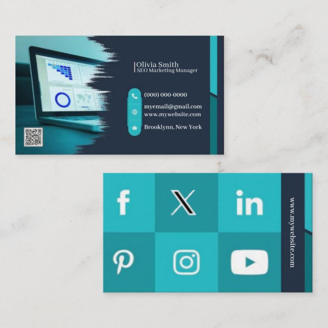 Cartões de visitas de mídia social com 7 pacotes d (Frente/Verso)