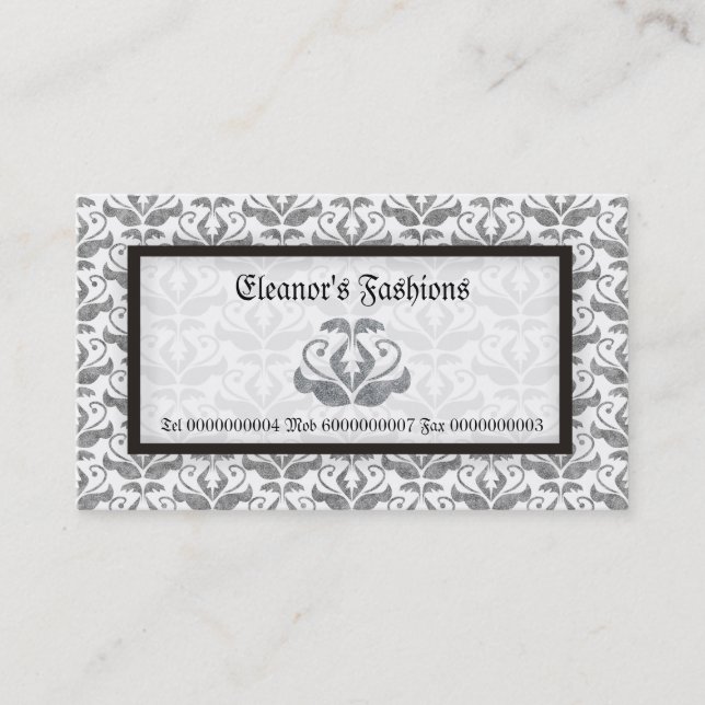 Cartões de visitas de moda branca de cinza elegant (Frente)