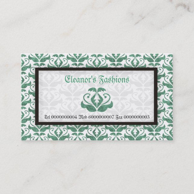 Cartões de visitas de moda verdes elegantes (Frente)