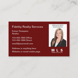 Cartões de visitas de Modelo de Foto do Realtor ML