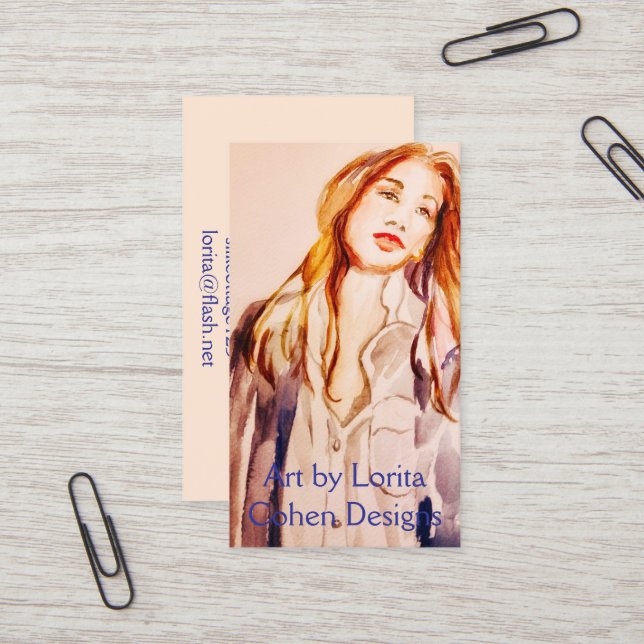 Cartões de visitas de mulheres aquáticas por Lorit (Frente/Verso In Situ)