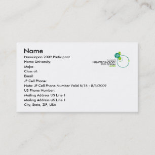 Cartões de visitas de NanoJapan