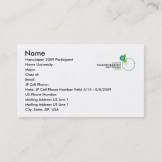Cartões de visitas de NanoJapan