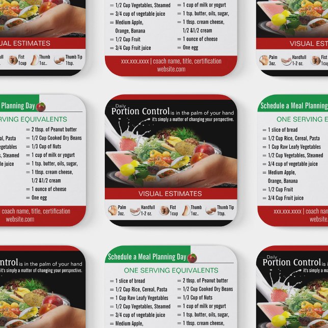 Cartões de visitas de nutrição para revestimento (Portion Control Coaching Business Cards)