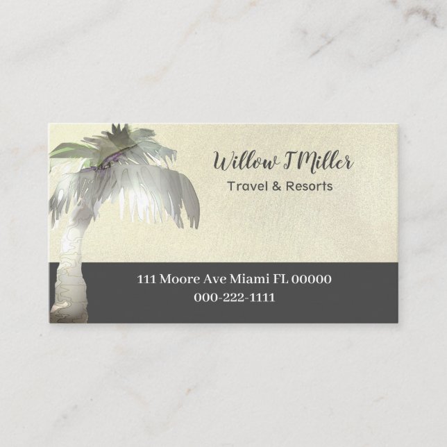 Cartões de visitas de Ouro viagem Palm Tree Light (Frente)