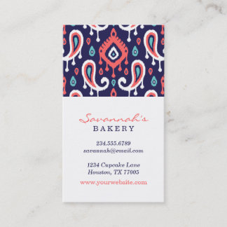 Cartões de visitas de Paisley Ikat de marinho e Co