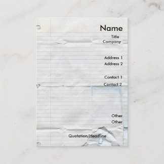 Cartões de visitas de papel do caderno