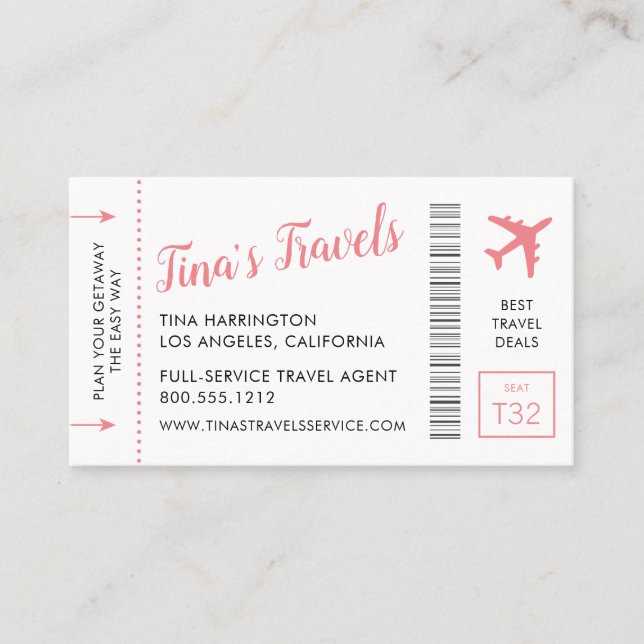 Cartões de visitas de passagem de embarque (Frente)