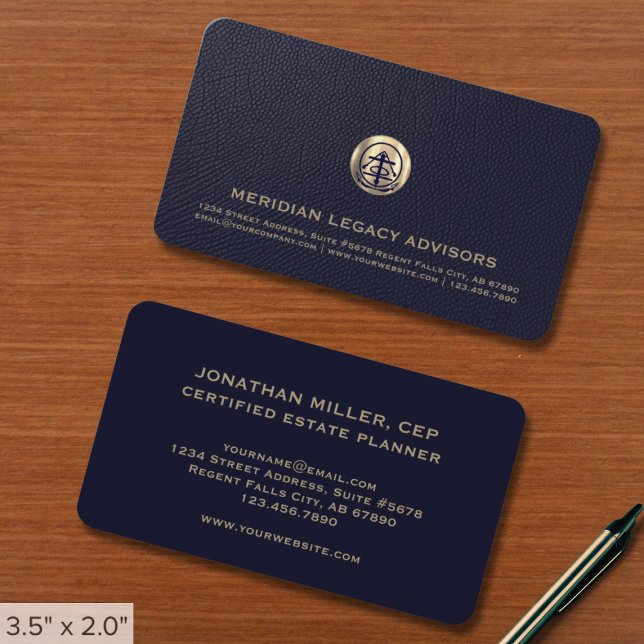 Cartões de visitas de planejamento de imóveis (Elegant brushed metallic gold logo template business cards estate planners business professionals)