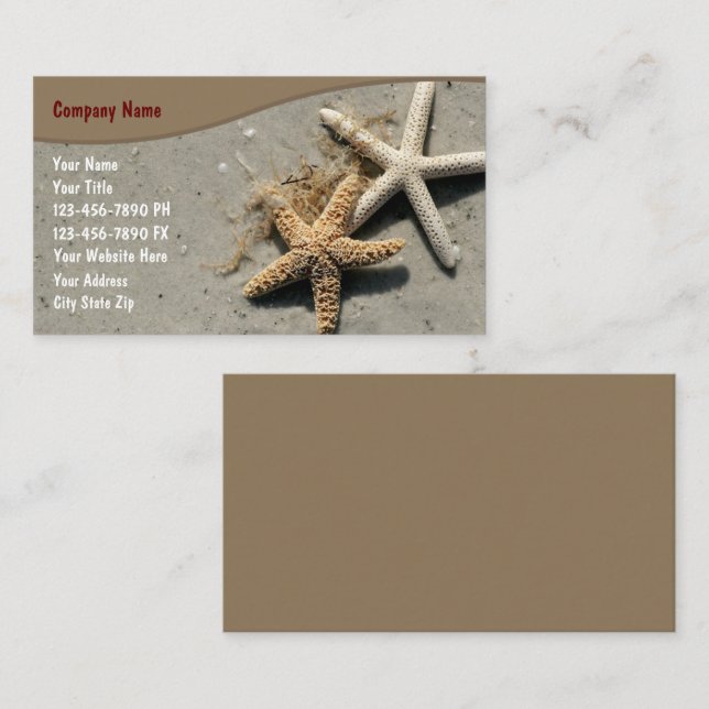 Cartões de visitas de praia (Frente/Verso)