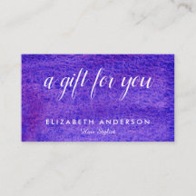 Cartões de visitas de presente violeta de aquarela