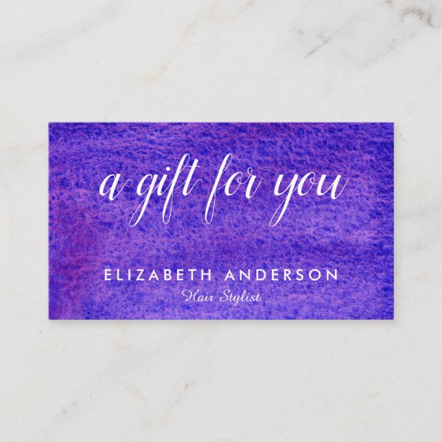 Cartões de visitas de presente violeta de aquarela (Frente)