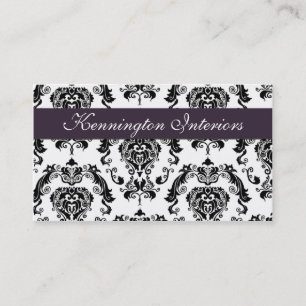 Cartões de visitas de renda preto-roxo com ameixa