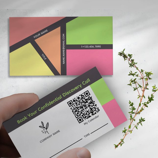 Cartões de visitas de Reserva Nutricionais com cód (Unlock the door to your wellness journey with our Booking Business Card.)