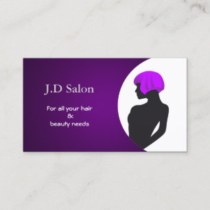 cartões de visitas de salão de cabelo roxo