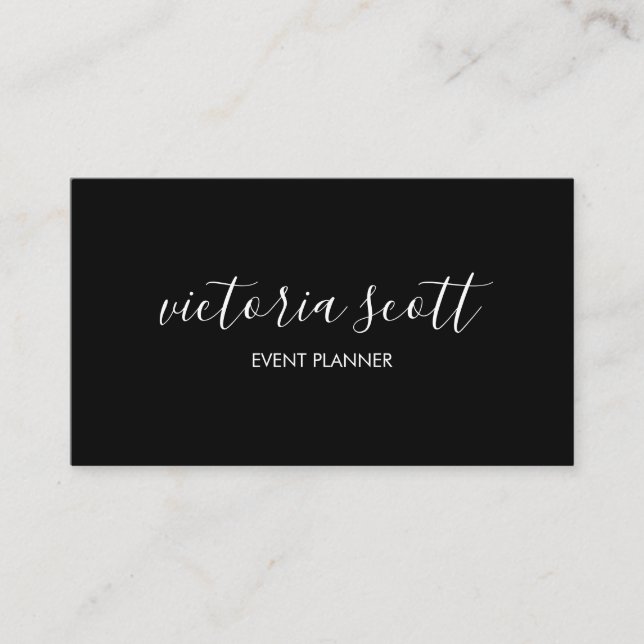 Cartões de visitas de Script Preto e Branco (Frente)