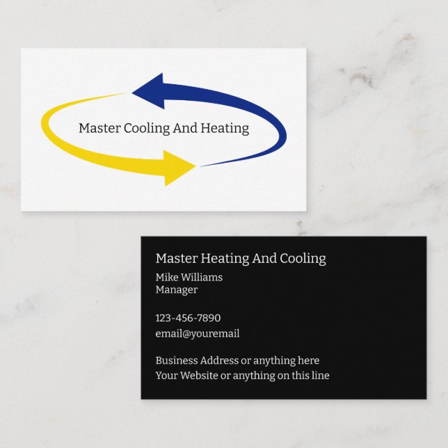 Cartões de visitas de serviço de ar condicionado (Frente/Verso)