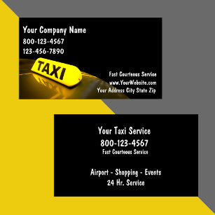 Cartões de visitas de táxi