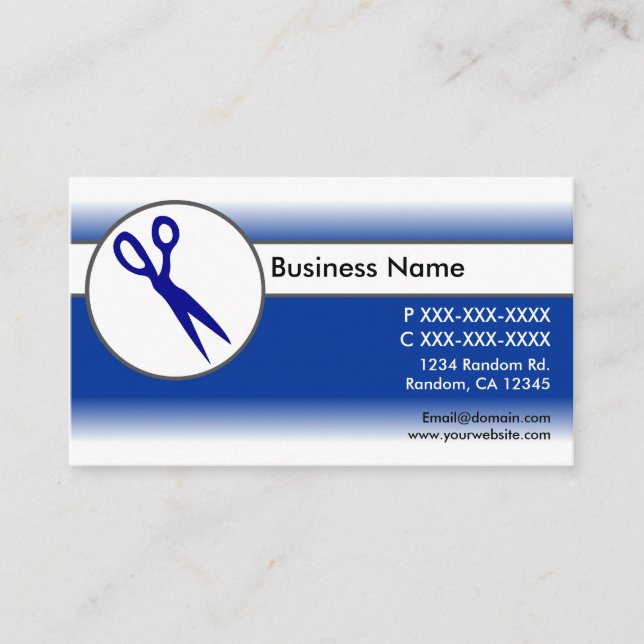 Cartões de visitas de tesoura branca azul (Frente)
