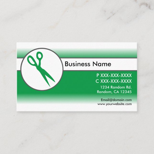 Cartões de visitas de tesoura branca verde (Frente)
