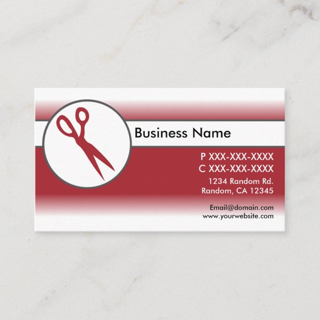 Cartões de visitas de tesoura branca vermelha (Frente)