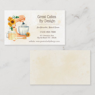 Cartões de visitas de torta floral amarela
