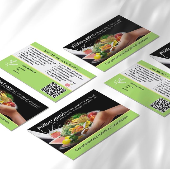 Cartões de visitas de treinamento com oferta espec (Elevate your nutrition coaching with business cards designed for advocates of healthy eating.)