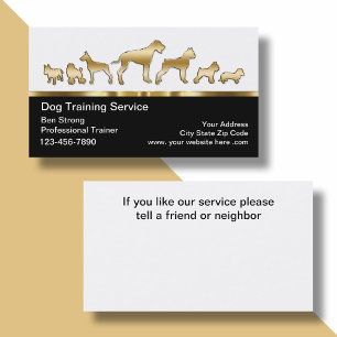 Cartões de visitas de treinamento de cães cláss