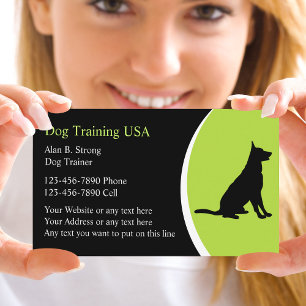 Cartões de visitas de treino para cães